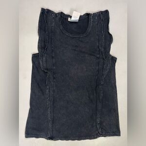 Eri & Ali Anthropologie Washed Ruffle Top Women Small Black Sleeveless